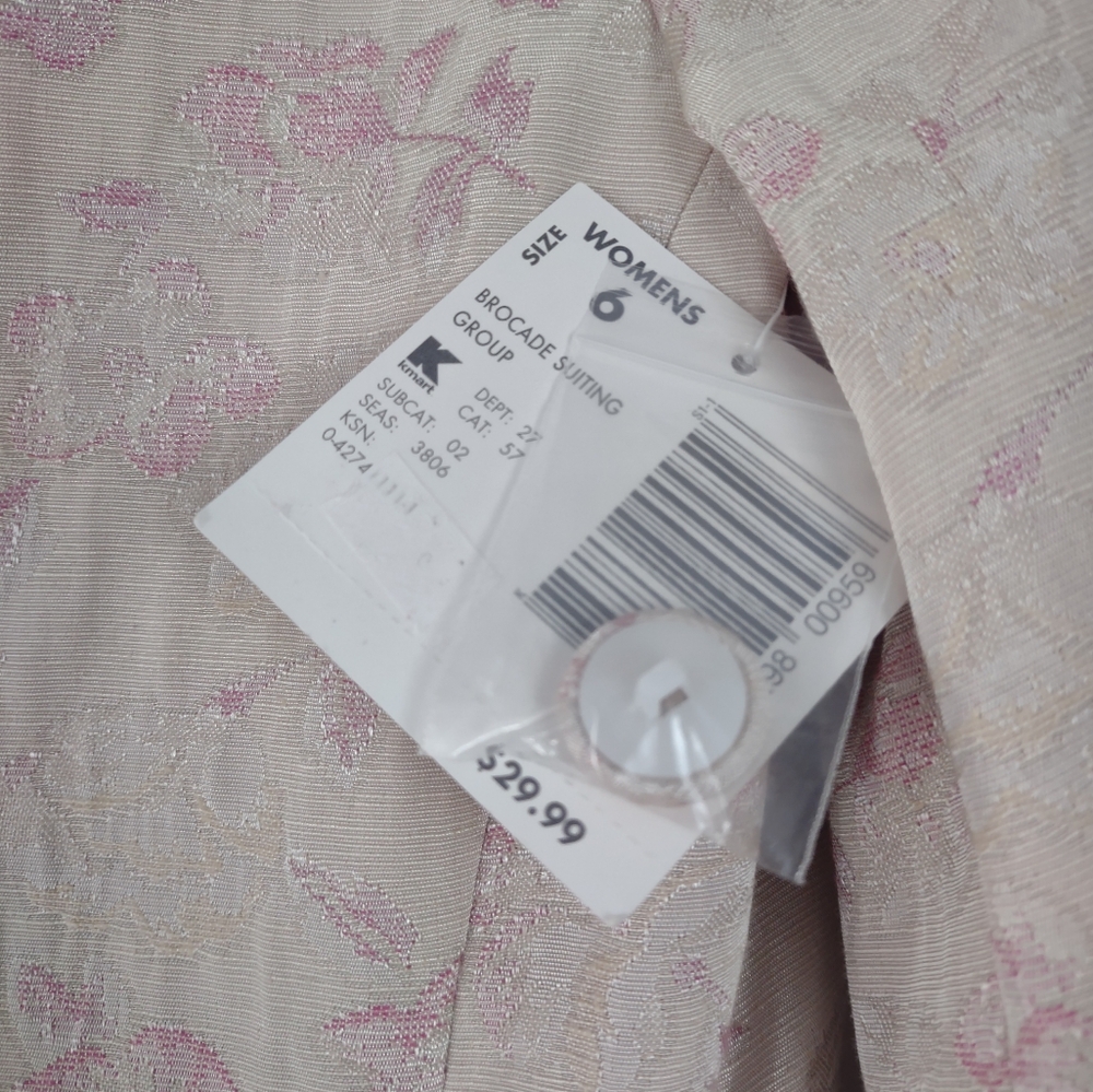 Vintage Brocade Blazer Size 6 Light Pink Cream NWT New Linen‎ Blend - Picture 3 of 9
